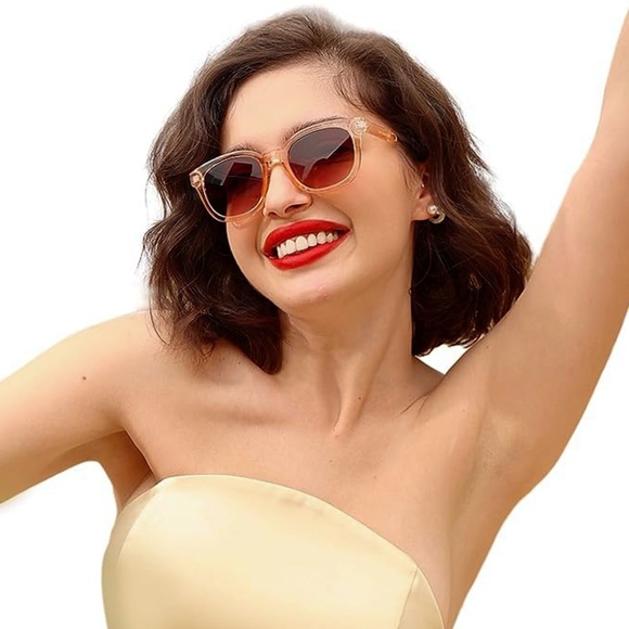 Retro Trendy Classic Pink Square Pretty Sunglasses for Women UV400 Sunnies - Picture 3 of 5